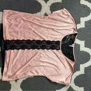 Lace back satin shirt